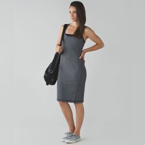 Lululemon Go For It Dress Micro Stripe Black White Size Small 4-6